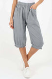 Dark Denim Italian Frill Hem 3/4 Linen Jogger For Women 16 - Dropwear