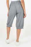 Grey Italian Frill Hem 3/4 Linen Jogger For Women 10 - Dropwear