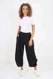 Black Italian Plain Layered 3/4 Linen Jogger For Women 8 - Dropwear