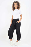 Black Italian Plain Layered 3/4 Linen Jogger For Women 10 - Dropwear