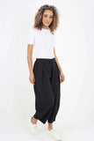 Black Italian Plain Layered 3/4 Linen Jogger For Women 14 - Dropwear