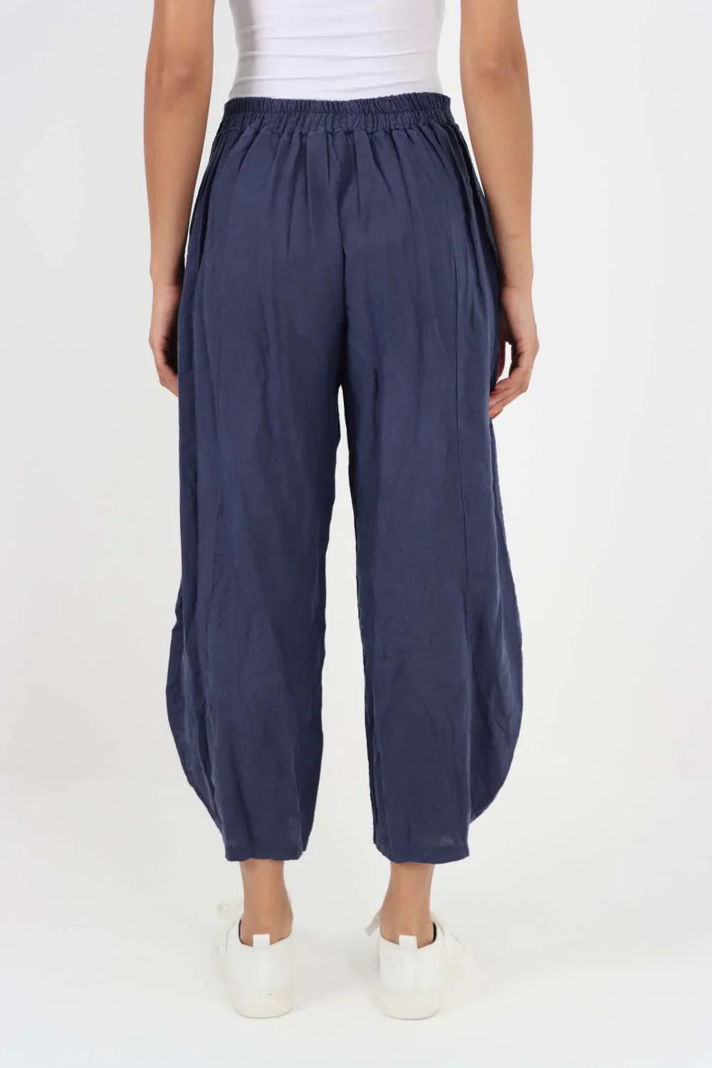 Khaki Italian Plain Layered 3/4 Linen Jogger For Women 10 - Dropwear