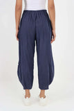 Khaki Italian Plain Layered 3/4 Linen Jogger For Women 10 - Dropwear