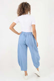 Mint Green Italian Plain Layered 3/4 Linen Jogger For Women 8 - Dropwear
