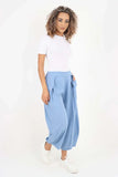 Mint Green Italian Plain Layered 3/4 Linen Jogger For Women 10 - Dropwear