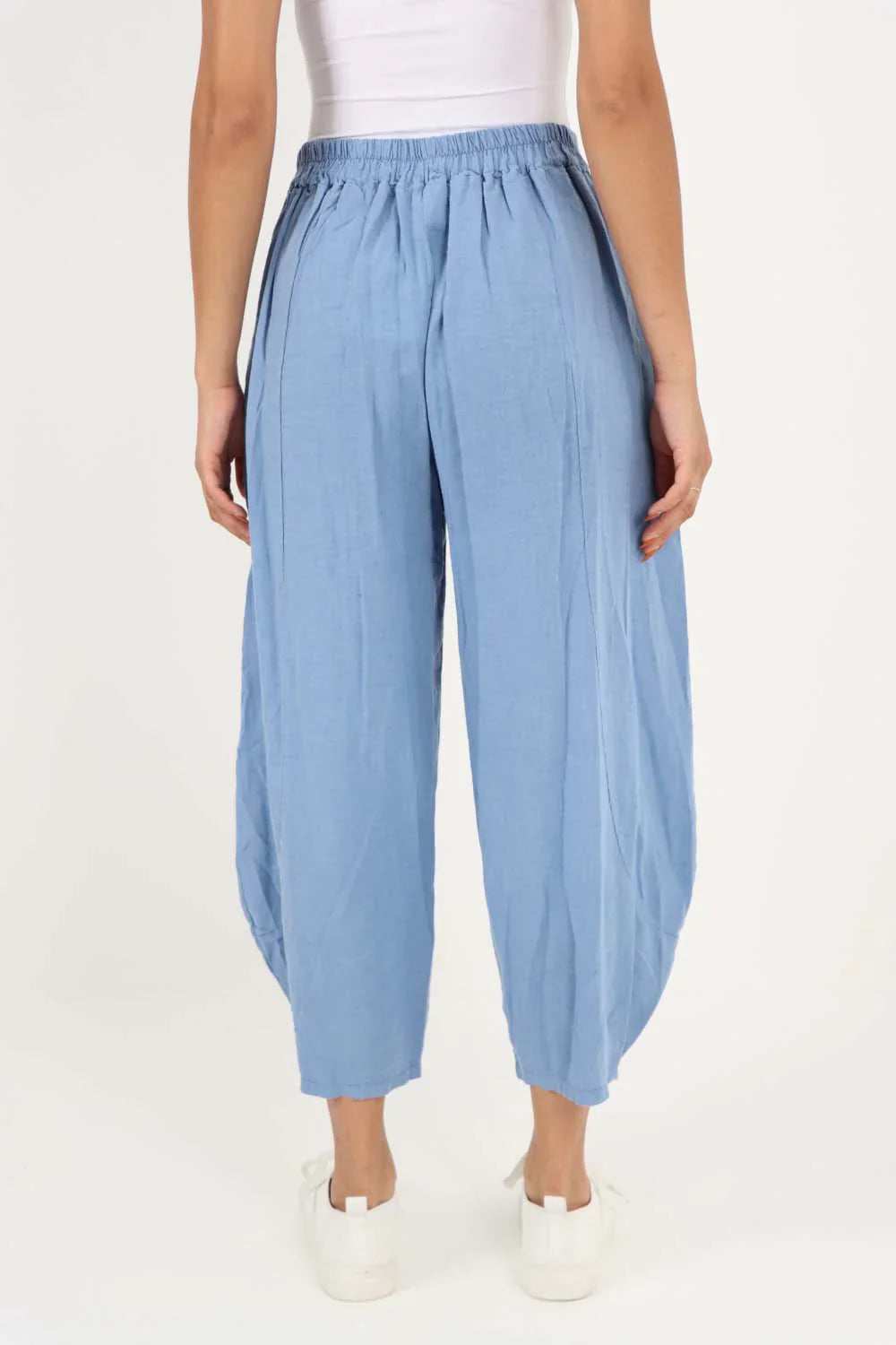 Mint Green Italian Plain Layered 3/4 Linen Jogger For Women 14 - Dropwear