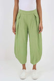 Pink Italian Plain Layered 3/4 Linen Jogger For Women 14 - Dropwear