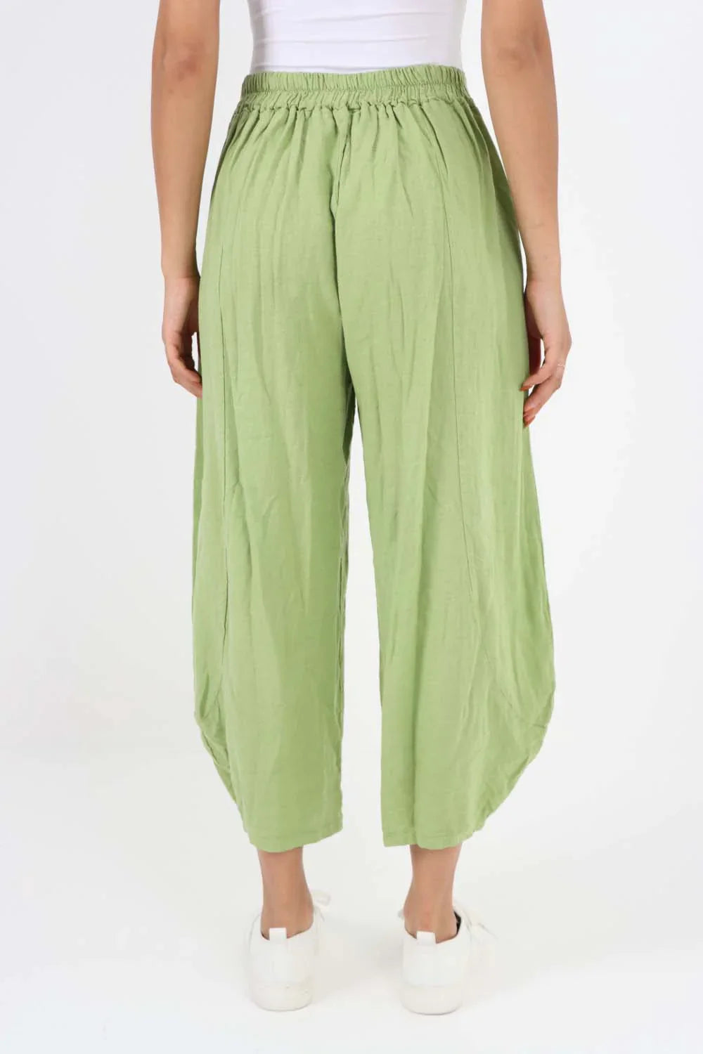 Pink Italian Plain Layered 3/4 Linen Jogger For Women 16 - Dropwear