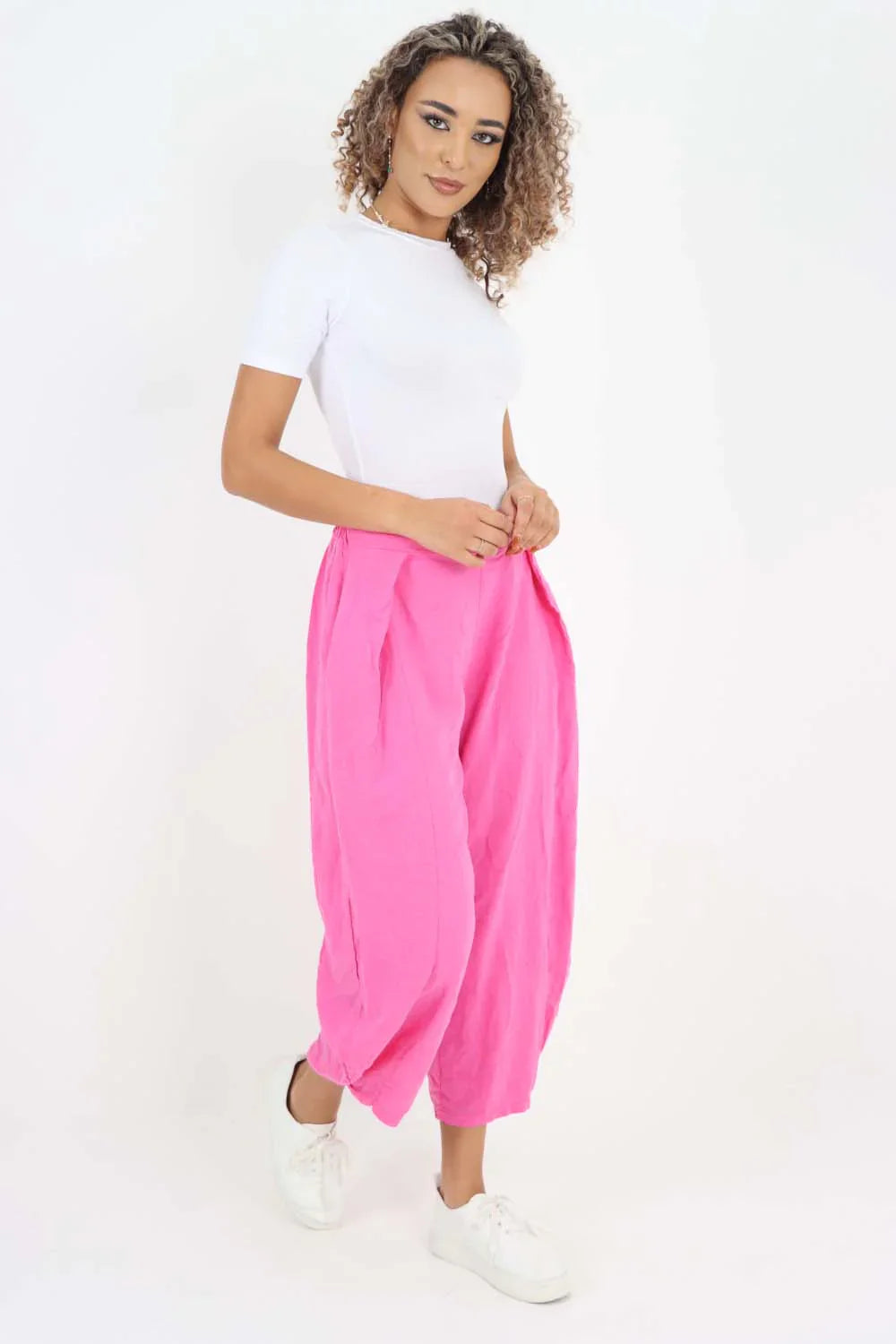 Sliver Italian Plain Layered 3/4 Linen Jogger For Women 14 - Dropwear