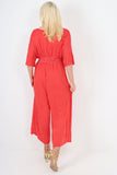 italian polka dot print shirred elasticated waist v neck jumpsuit For Women  - Dropwear