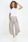 White Italian Plain Layered 3/4 Linen Jogger For Women 12 - Dropwear