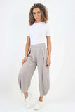 White Italian Plain Layered 3/4 Linen Jogger For Women 14 - Dropwear