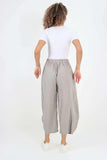 White Italian Plain Layered 3/4 Linen Jogger For Women 16 - Dropwear