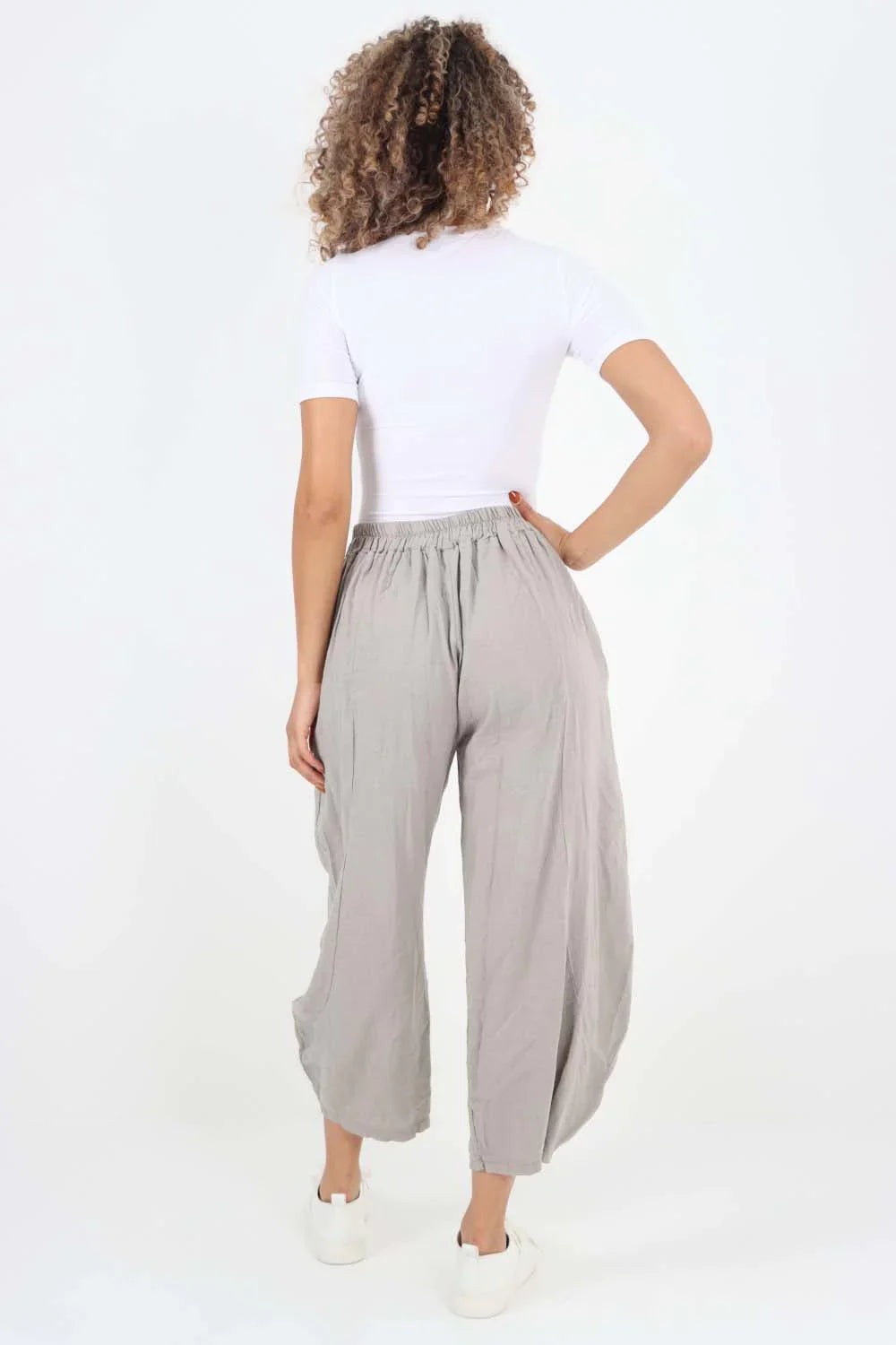 Italian Plain Layered 3/4 Linen Jogger For Women  - Dropwear