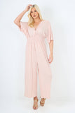 italian polka dot print shirred elasticated waist v neck jumpsuit For Women  - Dropwear