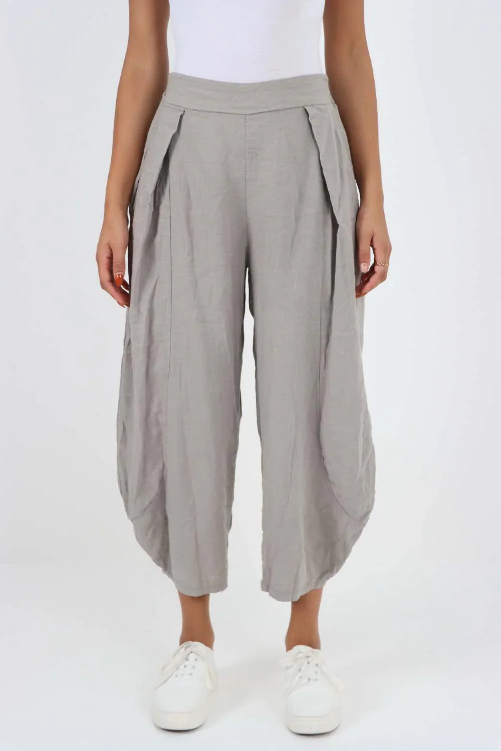 Italian Plain Layered 3/4 Linen Jogger For Women  - Dropwear