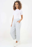 Stone Italian Plain Layered 3/4 Linen Jogger For Women 12 - Dropwear