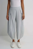White Italian Plain Layered 3/4 Linen Jogger For Women 10 - Dropwear