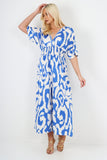 italian shirred elasticated waist animal print short sleeve jumpsuit For Women  - Dropwear