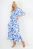 italian shirred elasticated waist animal print short sleeve jumpsuit For Women  - Dropwear