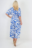 italian shirred elasticated waist animal print short sleeve jumpsuit For Women  - Dropwear