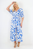 italian shirred elasticated waist animal print short sleeve jumpsuit For Women  - Dropwear