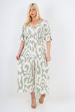 italian shirred elasticated waist animal print short sleeve jumpsuit For Women  - Dropwear