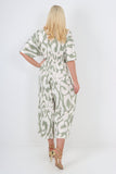 italian shirred elasticated waist animal print short sleeve jumpsuit For Women  - Dropwear