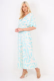 italian shirred elasticated waist animal print short sleeve jumpsuit For Women  - Dropwear