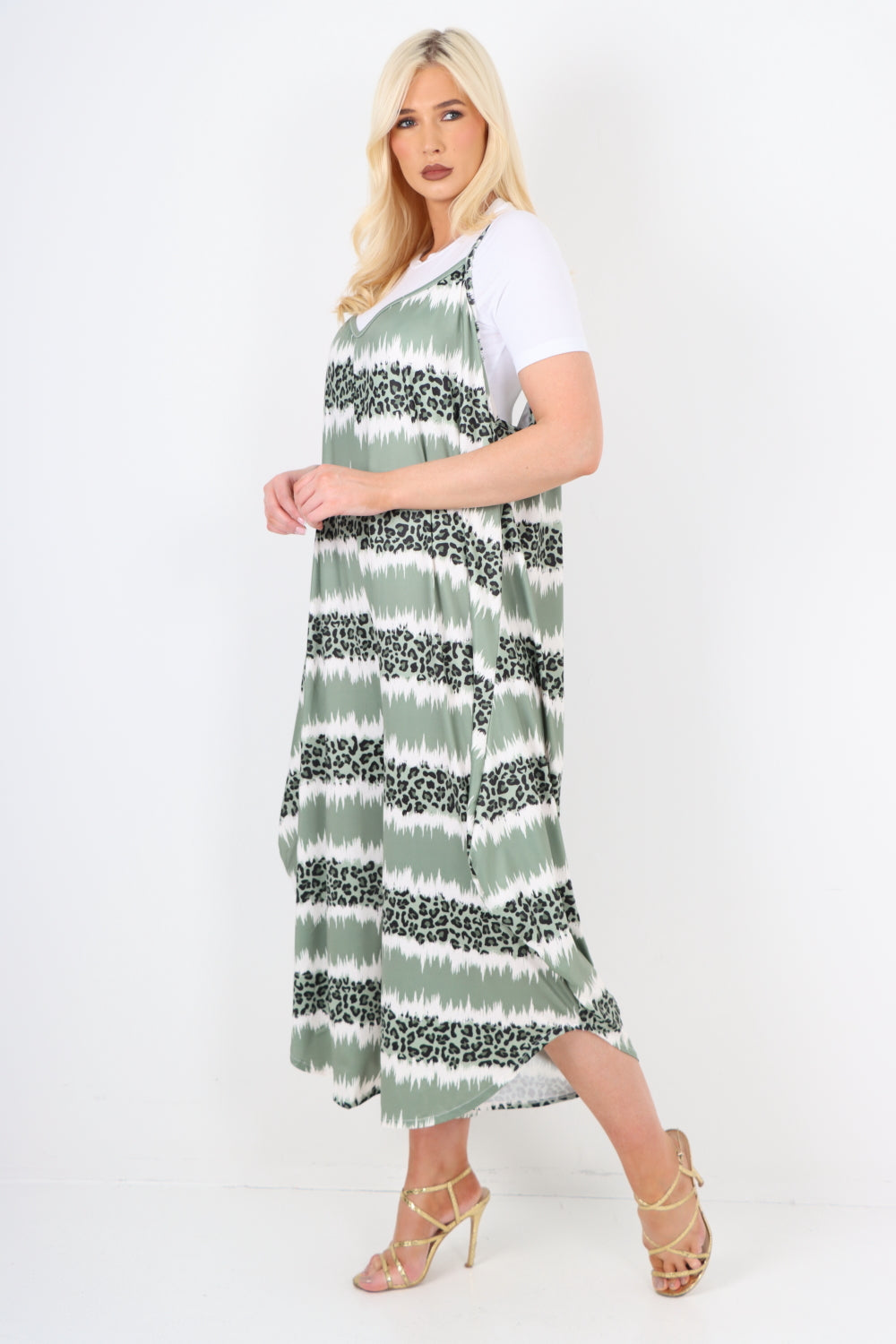 italian animal print deep v neck jumpsuit For Women  - Dropwear