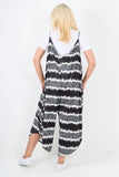italian animal print deep v neck jumpsuit For Women  - Dropwear