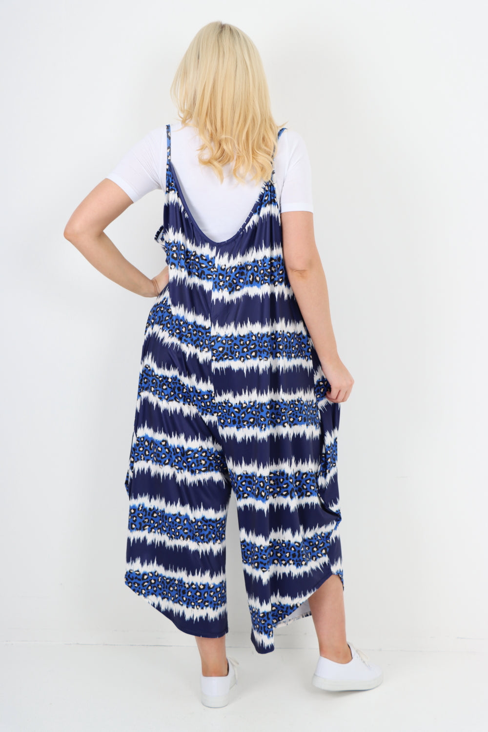 Coral italian animal print deep v neck jumpsuit For Women ONE SIZE TO FIT UK 8-22 - Dropwear