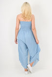 italian denim look ruched detail jumpsuit For Women  - Dropwear