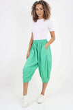 Khaki Italian Panelled 3/4 Length Linen Joggers For Women 16 - Dropwear