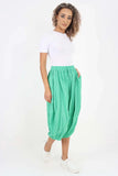 Khaki Italian Panelled 3/4 Length Linen Joggers For Women 20 - Dropwear