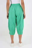 Light Denim Italian Panelled 3/4 Length Linen Joggers For Women 14 - Dropwear