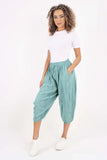 White Italian Panelled 3/4 Length Linen Joggers For Women 14 - Dropwear