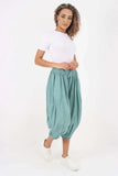 White Italian Panelled 3/4 Length Linen Joggers For Women 18 - Dropwear