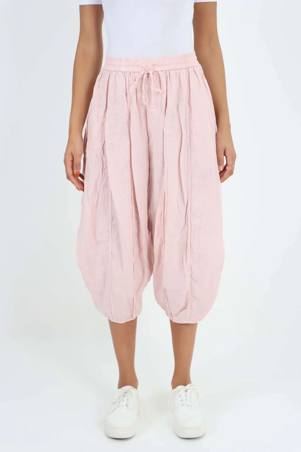 Baby Italian Panelled 3/4 Length Linen Joggers For Women 20 - Dropwear