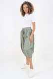 Light Denim Italian Panelled 3/4 Length Linen Joggers For Women 18 - Dropwear