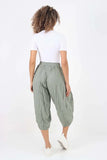 Nude Italian Panelled 3/4 Length Linen Joggers For Women 12 - Dropwear