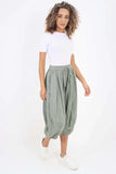 Light Denim Italian Panelled 3/4 Length Linen Joggers For Women 20 - Dropwear