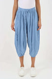 Sea Green Italian Panelled 3/4 Length Linen Joggers For Women 16 - Dropwear