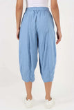 Sea Green Italian Panelled 3/4 Length Linen Joggers For Women 18 - Dropwear