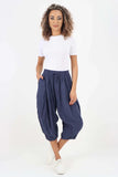D Denim Italian Panelled 3/4 Length Linen Joggers For Women 16 - Dropwear