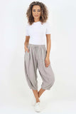 Italian Panelled 3/4 Length Linen Joggers For Women  - Dropwear