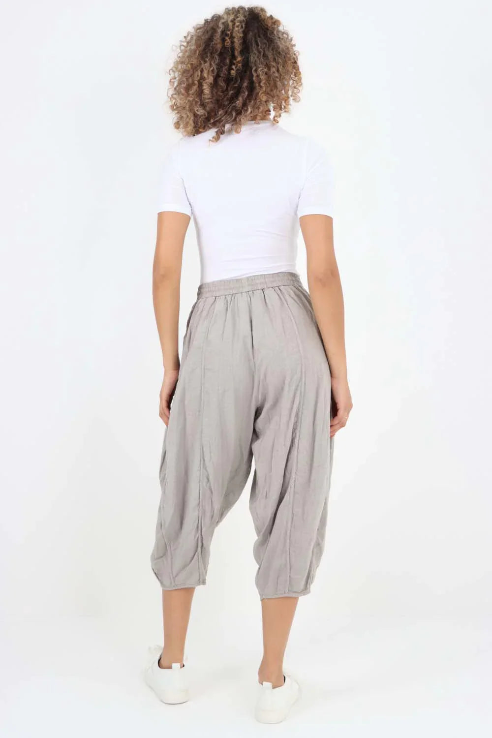Italian Panelled 3/4 Length Linen Joggers For Women  - Dropwear