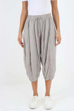 Italian Panelled 3/4 Length Linen Joggers For Women  - Dropwear