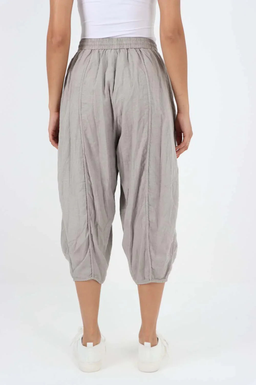 Italian Panelled 3/4 Length Linen Joggers For Women  - Dropwear