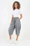 Jade Green Italian Panelled 3/4 Length Linen Joggers For Women 12 - Dropwear